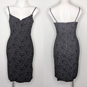 Vintage Y2K Evolution black burnout velvet floral strappy v neck dress S